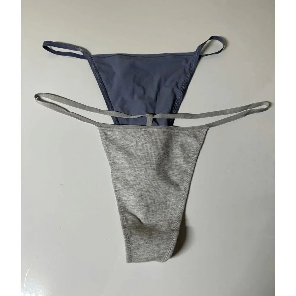 SKIMS Fits Everybody T-String Thong in Slate and Heather Grey Size XL Lot of 2